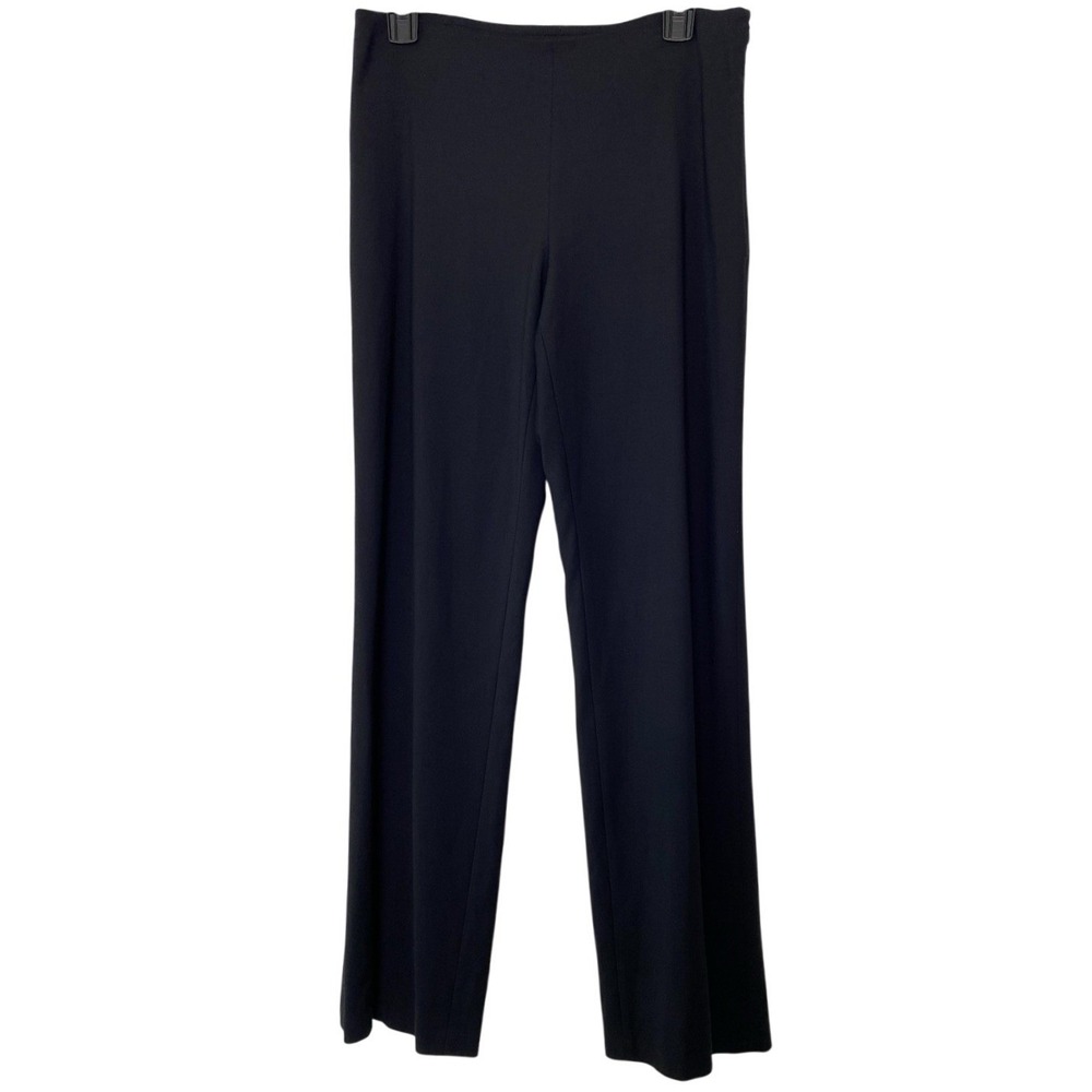 Eileen Fisher Pants Small Black Wide Leg Modern Pull On Wide Leg Crepe Trouser